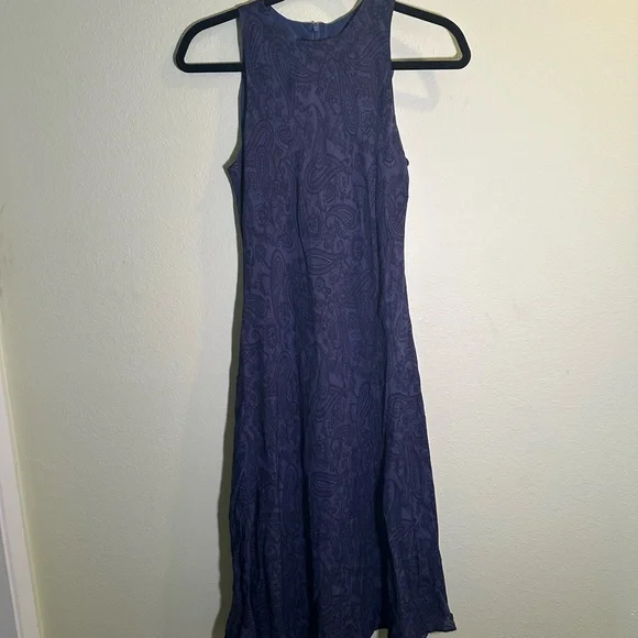 Ralph Lauren Navy Paisley Midi Dress - Picture 1 of 6